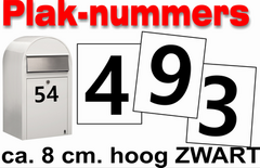 Huisnummer / container stickers Zwart 8CM