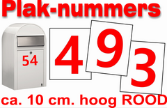 Huisnummer / containter stickers Rood 10CM