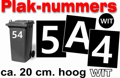 XL huisnummer/container stickers Wit 20CM