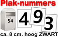 Huisnummer / container stickers Zwart 8CM