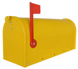 Amerikaanse brievenbus mailbox staal geel_