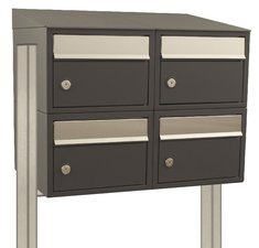 Brievenbus constructie 4 postkasten incl. palen antraciet