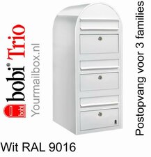 Brievenbus Bobi Trio wit RAL 9016