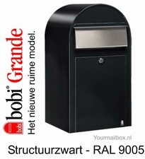 Brievenbus Bobi Grande structuurzwart RAL 9005